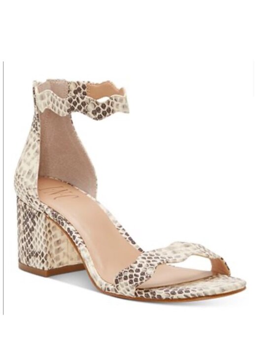 INC International Concepts Shoes - INC Hadwin Snake Scalloped Block Heel Zipper Sandals Size 8 NIB